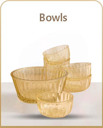 Set of textured glass bowls in different sizes for serving and dining